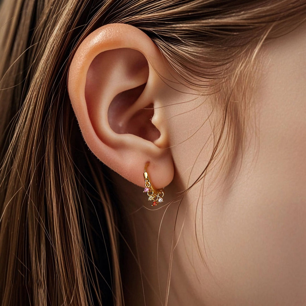 SE0245 S925Silver Ferris Wheel Hoop Earrings with Zircon Inlay Pure Silver Ear Jewelry