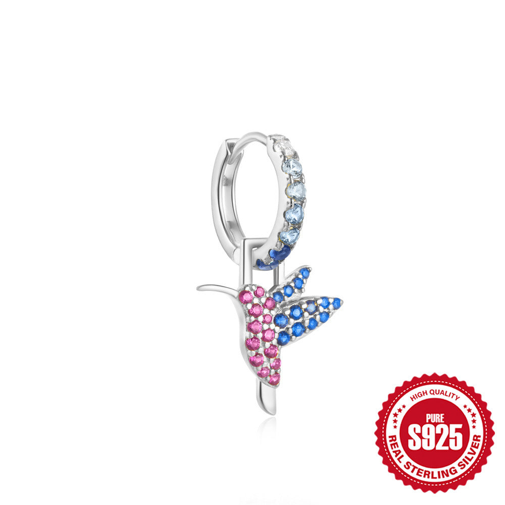 925Sterling Silver Inlaid Diamond Animal Goldfish Pendant Hoop Earrings Hot-Selling Heart Lightning Earrings for Women