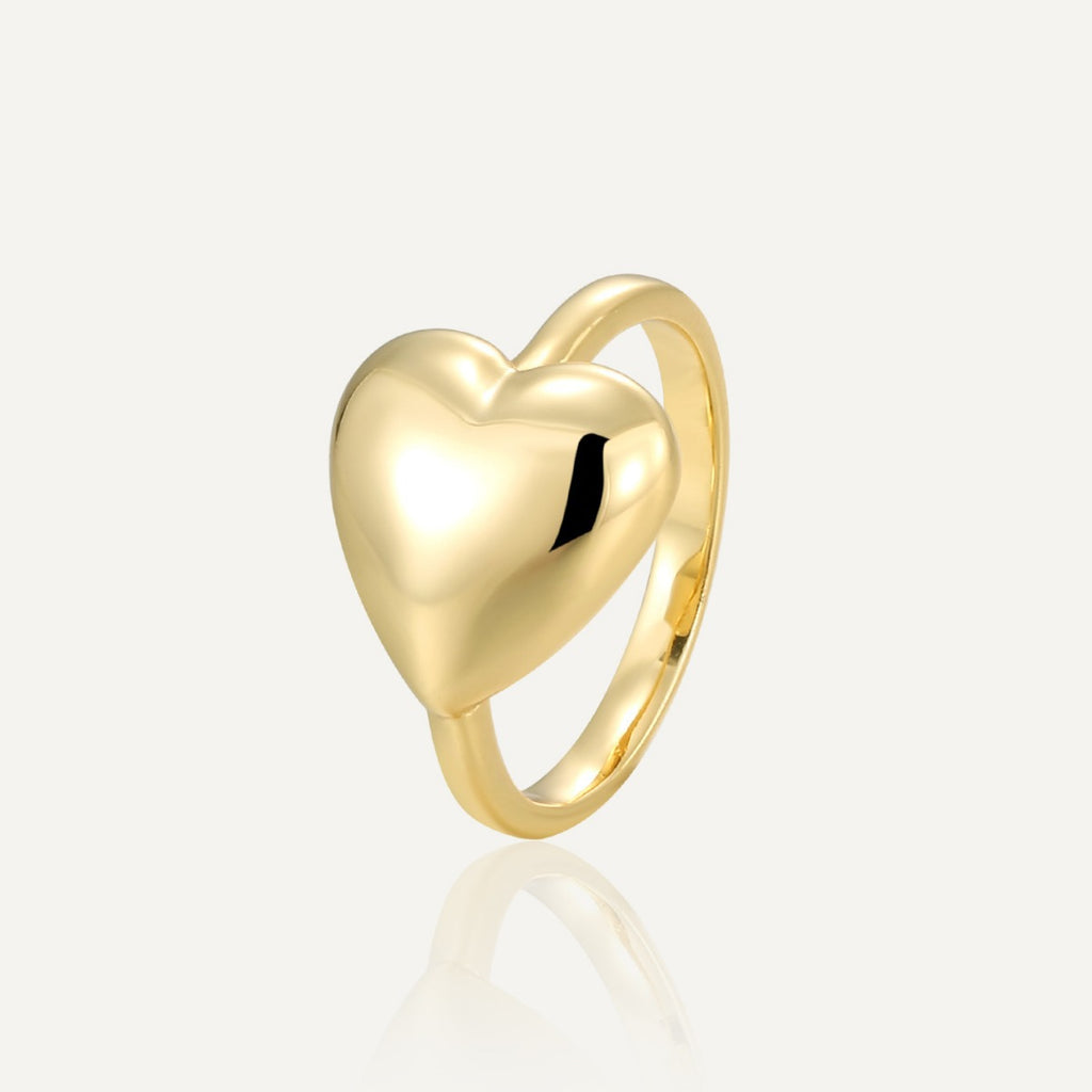 CYR0605 Simple Three-Dimensional Heart Peach Heart Copper Ring