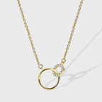 N0085 Double Ring Buckle Necklace Women's Circle Interlocking Geometric Pendant Clavicle Chain