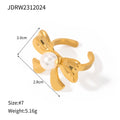 Stainless Steel Flower Pearl Ring Exaggerated rings Ornament — fashion jewelry image 11 — jewelry finish and design detail