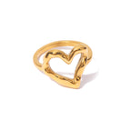 French Style Ring for Women, Designer Blogger's Same Style, Hammered Heart Gold-Plated Non-Fading Ring