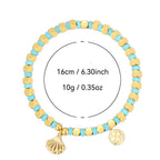 B0256 Vintage Ocean Shell Beaded Vacation Turquoise Bracelet