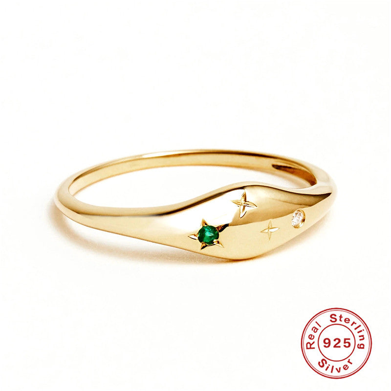 S925Sterling Silver Twelve Constellations Star Diamond Women's Ring Ring Creative Style Ring