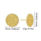 E0784 Vintage Twisted Pattern Earrings for Women, Brass Gold-Plated, Exaggerated Round Autumn Winter Style Earrings