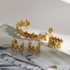 2H Stainless Steel Jewelry with Diamond Stud Earrings, Non-Fading Bracelet, and Ring