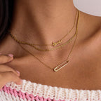 White Diamond Paperclip Necklace Collarbone Chain Non-Fading Stainless Steel Jewelry