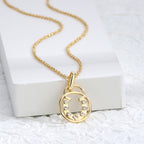 N0148 Round Hollow Horseshoe Zircon Necklace for Women Minimalist Choker Accessories