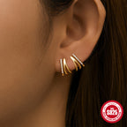 925Sterling Silver C Wave Shape Single Row Diamond Stud Earrings Hoop Earrings Hot Selling Classic Irregular Earrings