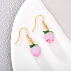 E0259 Cute Girly Pink Peach Ear Hooks for Women Fashion Sweet Energetic Earrings