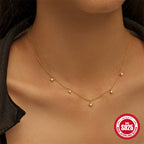 Sterling Silver Four-Pointed Star Diamond Collarbone Necklace