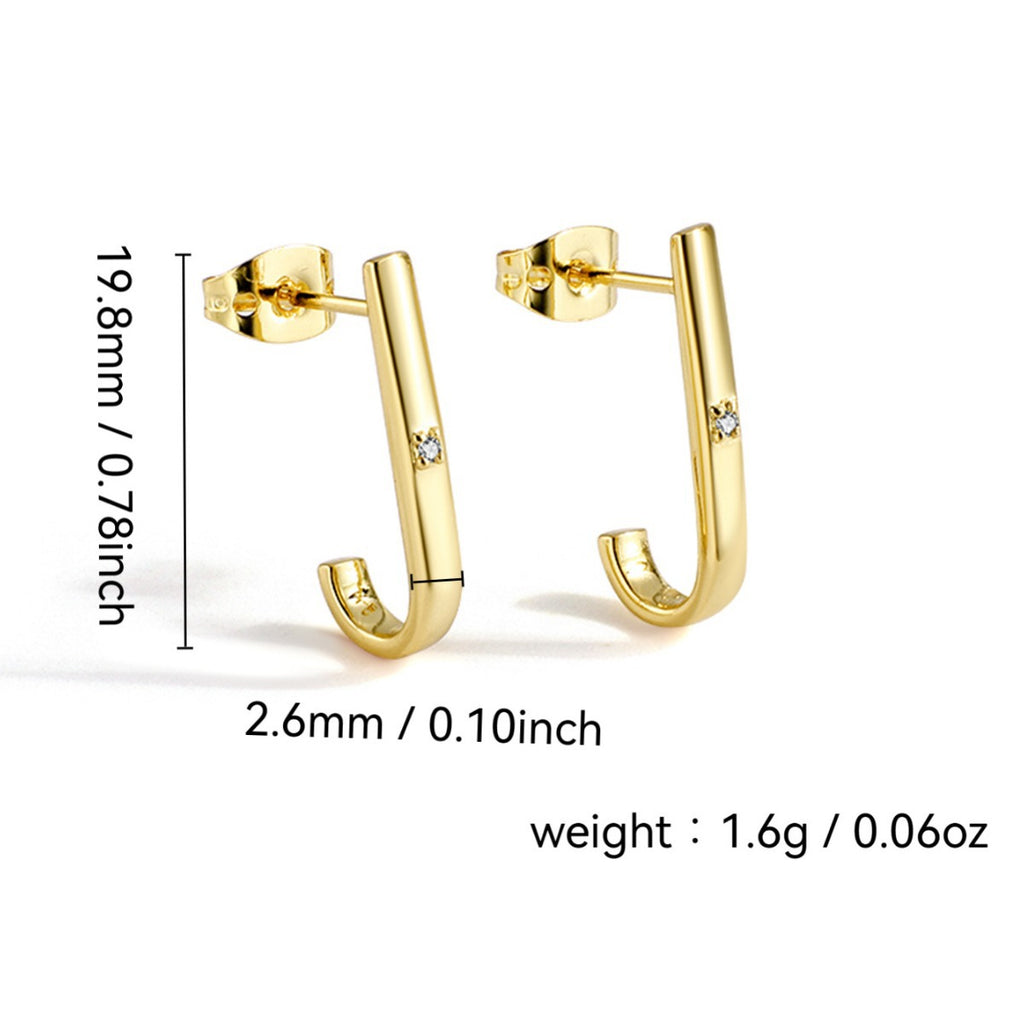 Minimalist Style Diamond-Studded Earrings Cool Style Metal Smooth Hook Earrings Accessories Wholesale