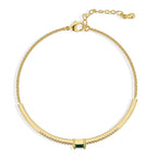B0168 Minimalist Monochrome Nearly Curved Half Circle Bracelet for Women Fashion Retro Cool Style Green Zircon