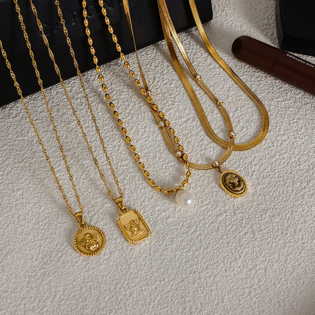 Angel Necklace Collarbone Chain18k Gold Stainless Steel Jewelry