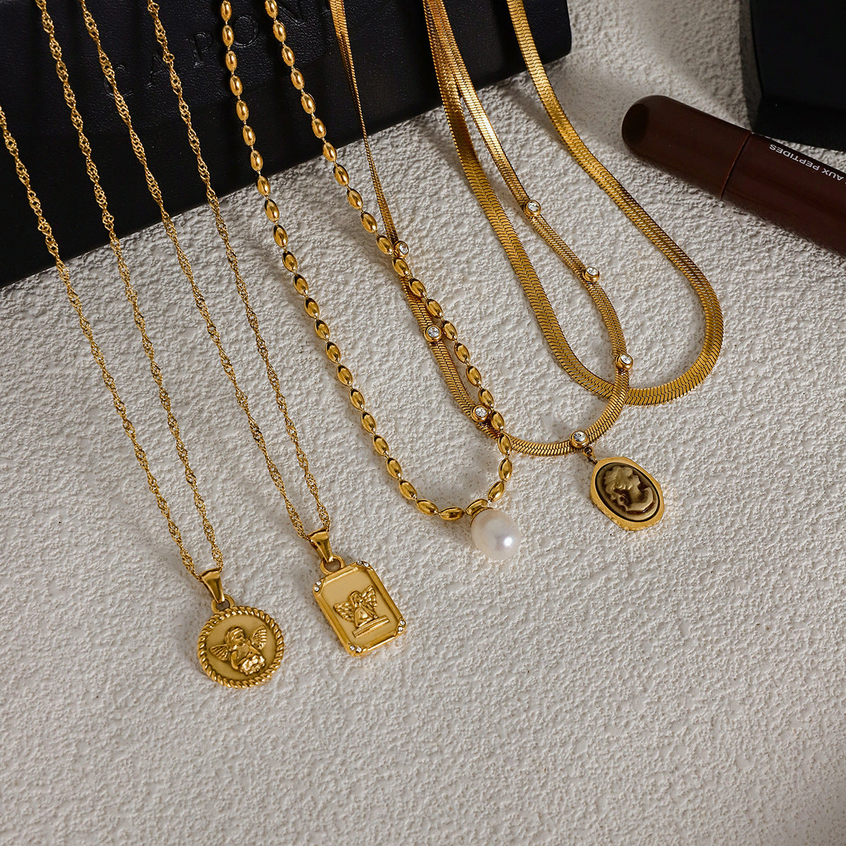 Angel Necklace Collarbone Chain18k Gold Stainless Steel Jewelry