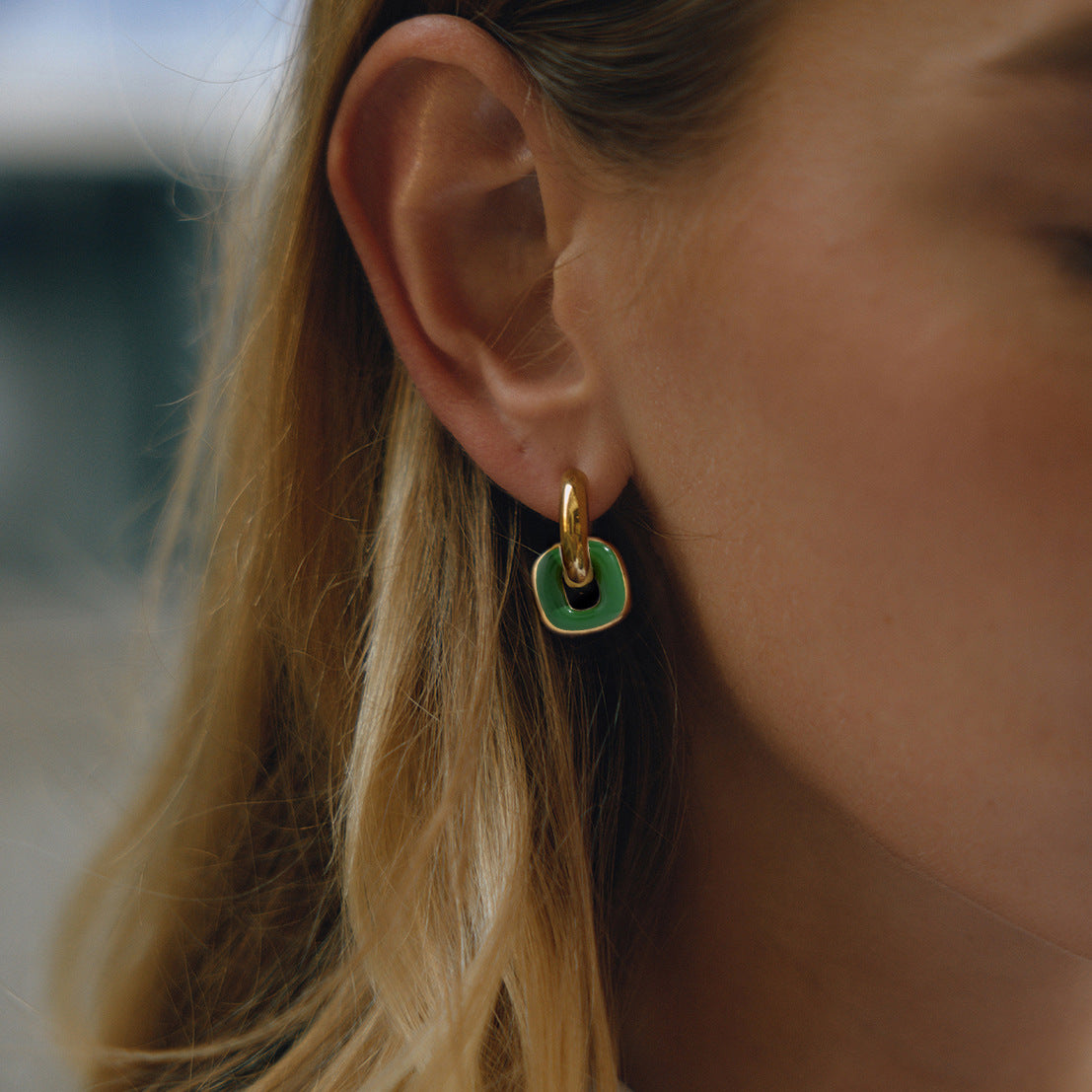 Oil Drop Earrings Ear Clips Non-Fading Ear Jewelry Stainless Steel Accessories Women's Hoop Earrings