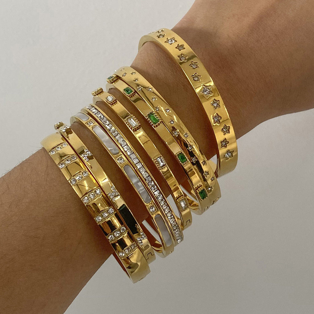 2H Stainless Steel Zircon Bracelet Clasp Bangle bracelet