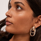 2H New18k Gold Stainless Steel/Simple Retro Wrapped Earrings Fashion Simple Hollow Earrings