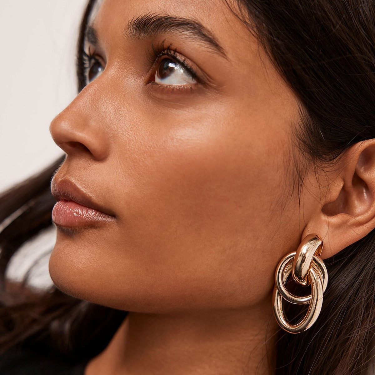 2H New18k Gold Stainless Steel/Simple Retro Wrapped Earrings Fashion Simple Hollow Earrings