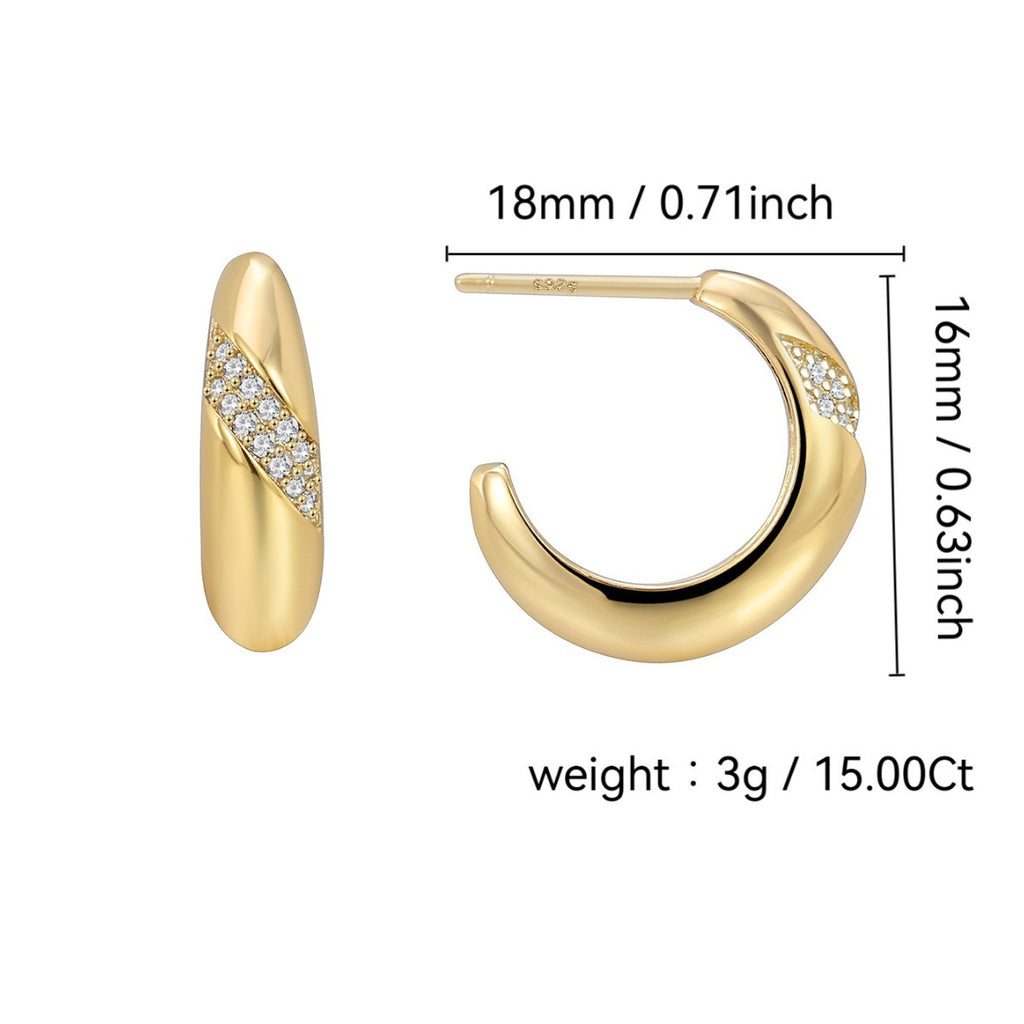 E0277 Earrings for Women C Diamond-encrusted Hoop Earrings for Women18K Zirconia Earrings Versatile Fashion
