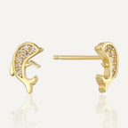 SE0276 S925Sterling Silver Dolphin Earrings for Women Asymmetric Design Ear Care Trendy Jewelry