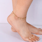 A0011 Summer Beach Plaid Anklet for Women with Shell and Starfish, Fashionable and Simple Ocean Element Foot Jewelry