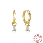 S925Pure Silver Color Diamond Square Earrings Hoop Earrings Classic Hot Sale Hoop Earrings