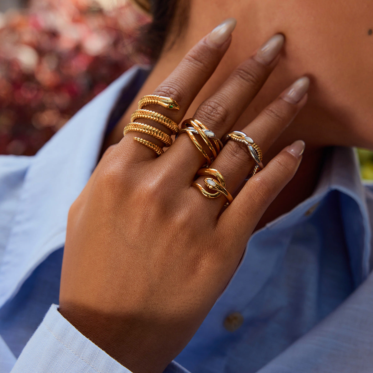 2H Original Design Snake Ring Non-Fading Jewelry for Women Stainless Steel Accessories ring