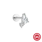 S925Sterling Silver Geometric Star Inlaid with Diamonds Fashion Flat Head Piercing Threaded Ear Bone Stud New Hot-Selling Earrings for Women