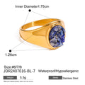 Stone Stainless Steel Gold-Plated Ring — detail view — jewelry finish and design detail