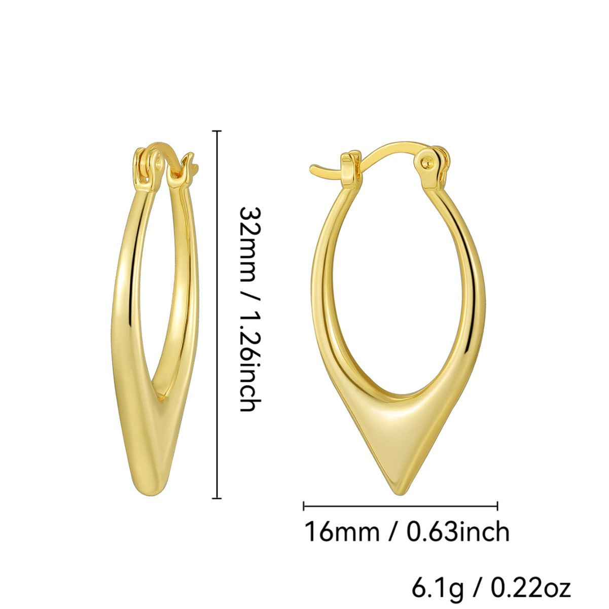 E0642 Korean Style Simple Fashion Square Hoop Earrings for Women Brass Gold-Plated Minimalist Smooth Hoop Earrings