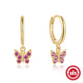 Butterfly Hoop 925 Sterling Silver Earrings — decorative detail — jewelry finish and design detail