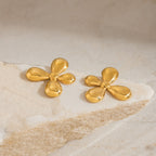 2H Stainless Steel Flower Stud Earrings Design Sense Earrings Stainless Steel Jewelry