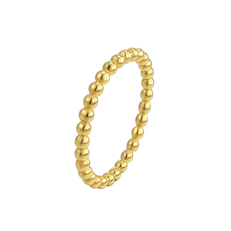 SR0015 S925Silver Exquisite Japanese and Korean Simple Minimalist Thin Ring Beaded