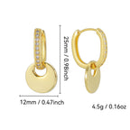E0660 Retro Design Geometric Round Disc Earrings for Women Gold-Plated Zirconia Earrings