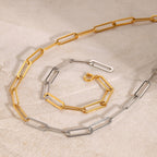 Stainless Steel Color Block Necklace Collarbone Chain Plain Circle Chain Jewelry
