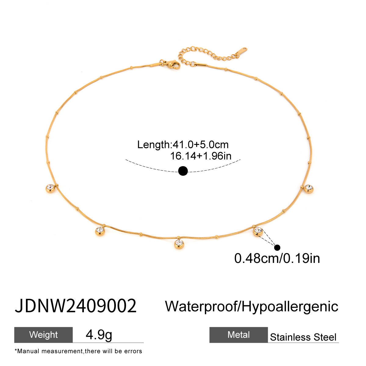 18K Stainless Steel Zircon Necklace Collarbone Chain Non-Fading Jewelry