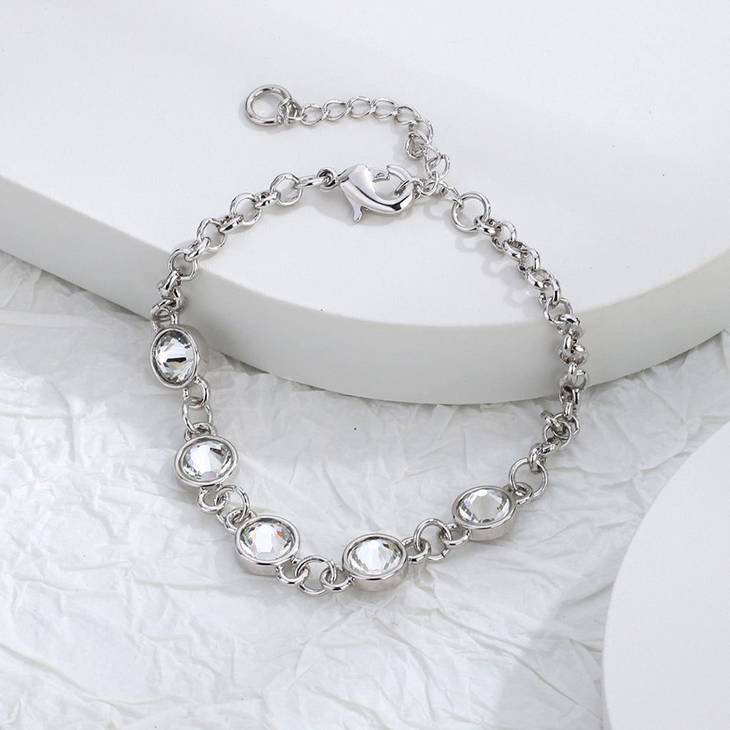 Elegant Silver Plated Zircon Bracelet For Women Minimalist Style