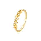 R0557 Minimalist Hollow Heart Connected Fashion Ring for Women Brass Gold Plated Cool Finger Ring