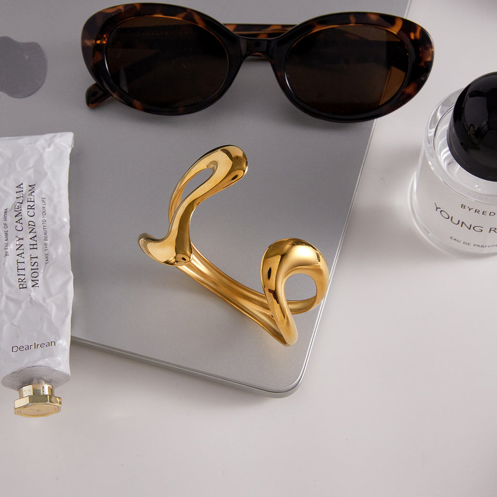 2H gold Bracelet Non-Fading Open Bangle Stainless Steel Jewelry for Women