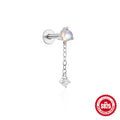 Sterling Silver cubic zirconia Tassel Threaded Ear Bone Stud Earrings — jewelry product photo 09 — jewelry finish and design detail