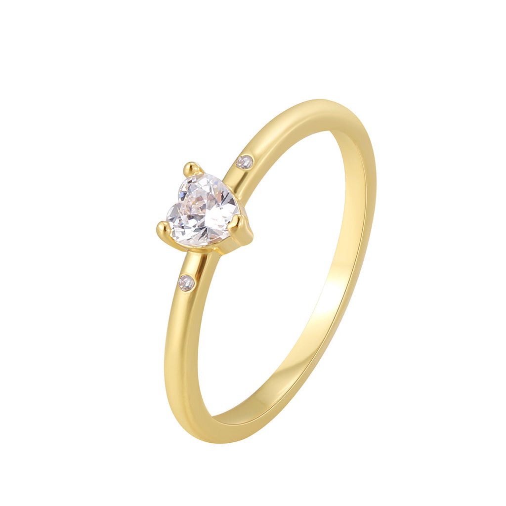 R0646 Design Sense Ring Female fashion Gold Plated Inlaid with Heart Zircon