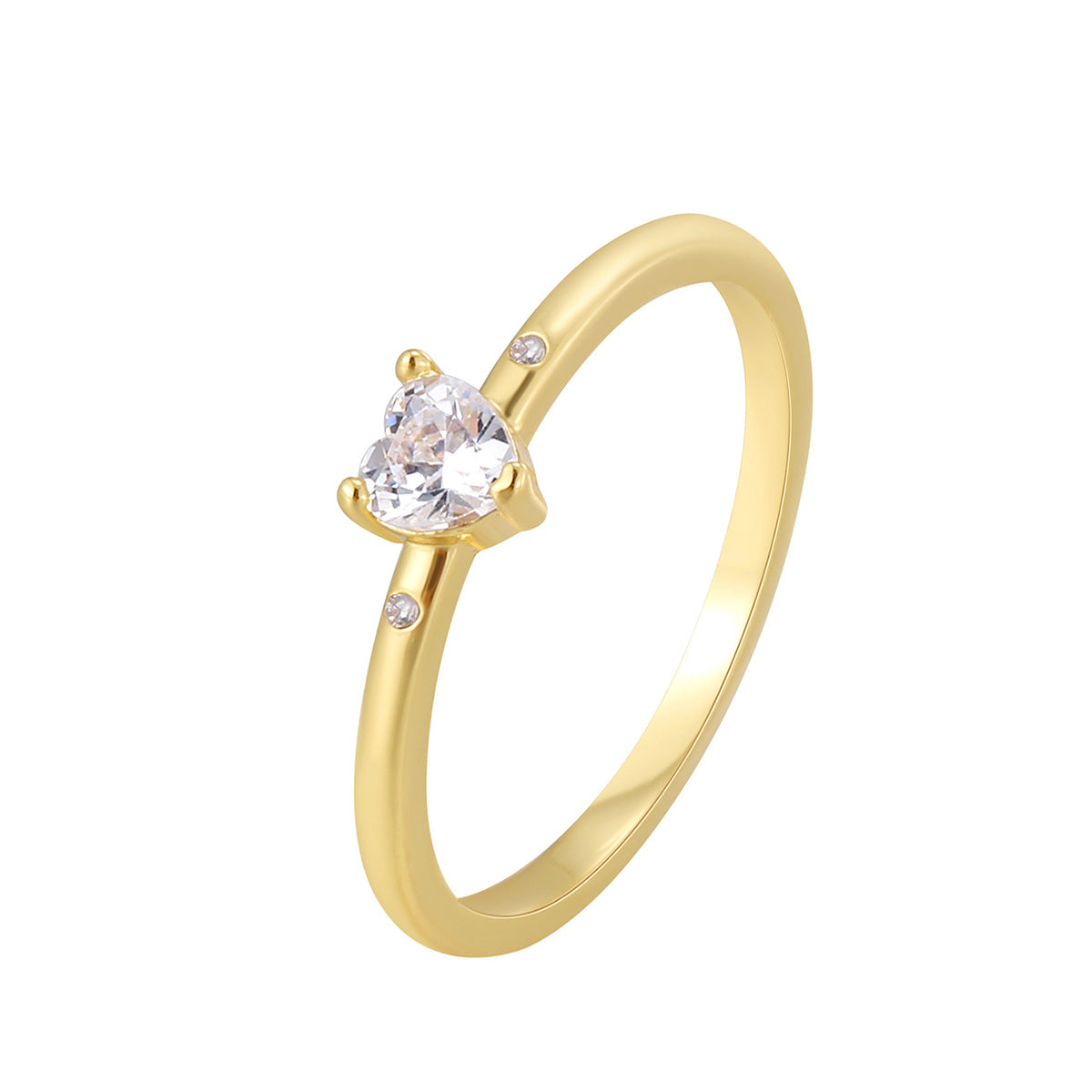 R0646 Design Sense Ring Female fashion Gold Plated Inlaid with Heart Zircon
