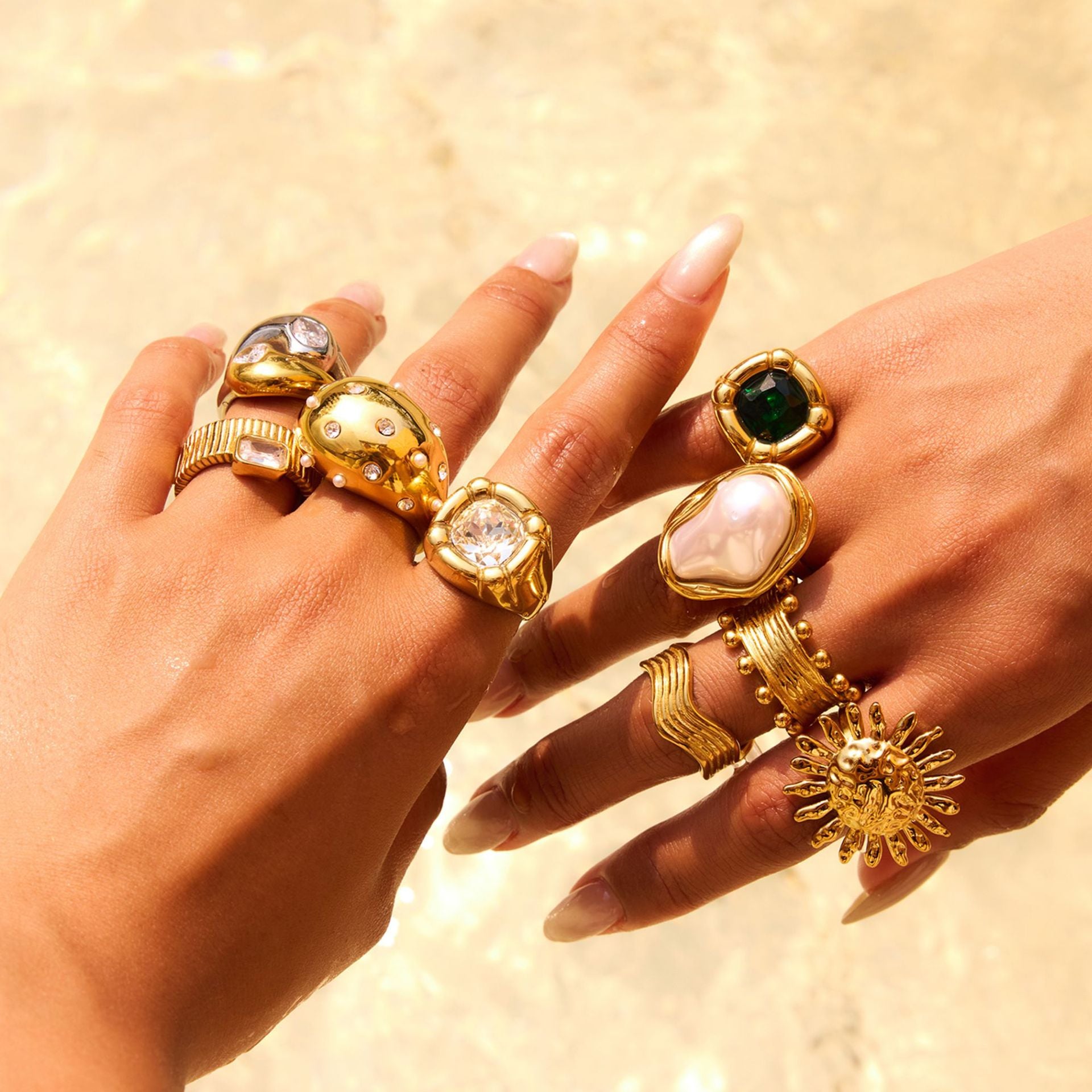 2H Pearl Ring Non-Fading Jewelry Accessories Stainless Steel rings