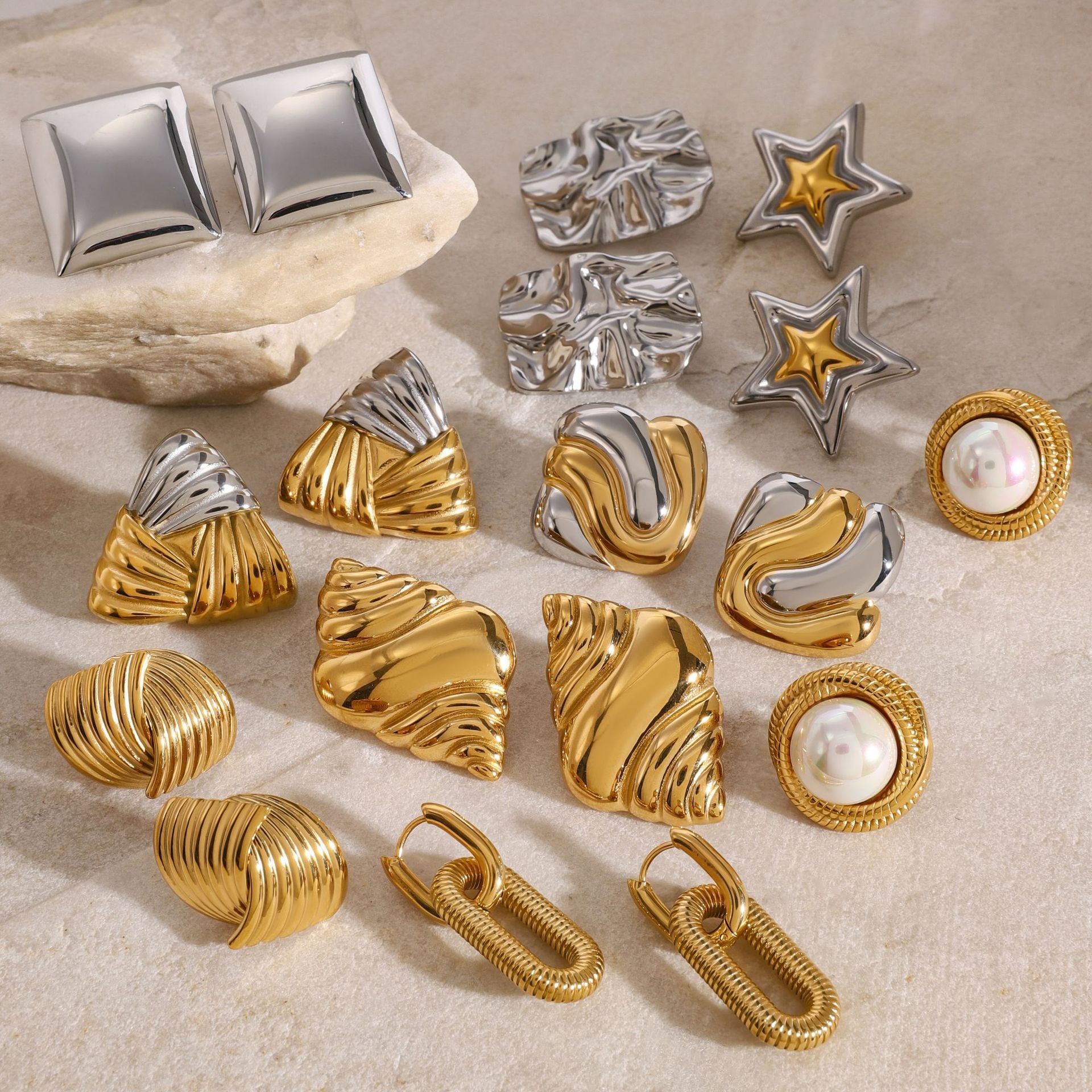 Stainless Steel Pearl Stud Earrings Star Earrings Earrings earrings Ornament