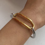 2H 18K Stainless Steel Color Block Geometric Bracelet Simple Wristband