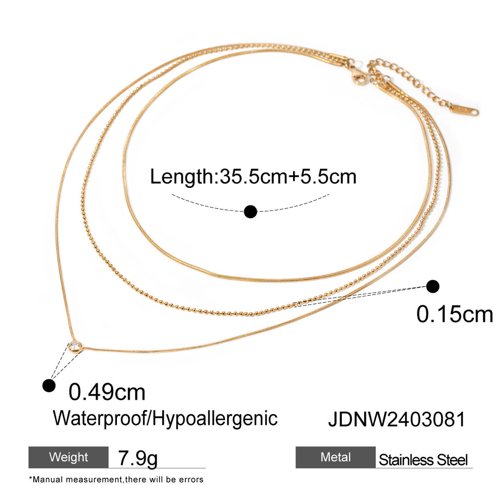 Stainless Steel Heart Necklace Simple Earrings Non-Fading Jewelry for Women