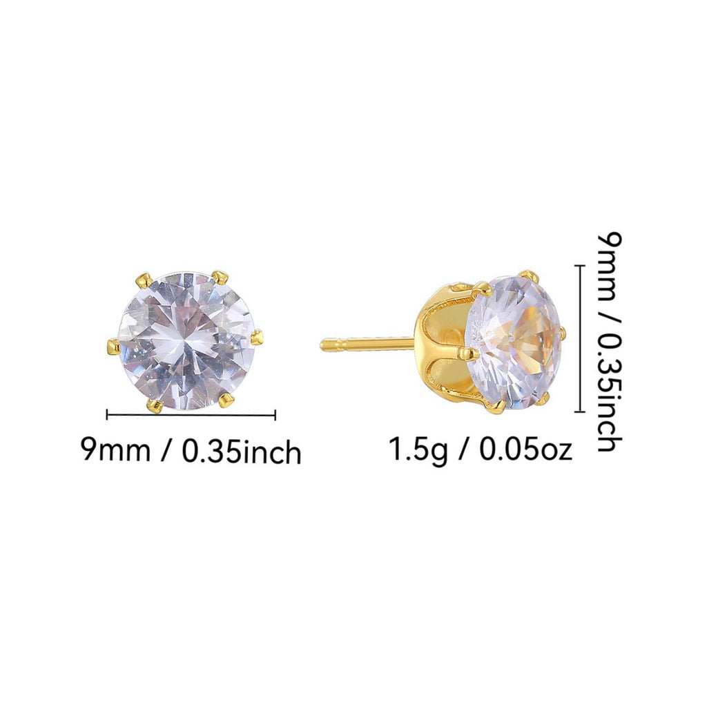 E0774 Fashion Crown Base Crystal Zircon Earrings for Women Copper Plated18K Gold Small Earrings