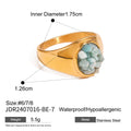 Gold-Plated Stone Sculptural Statement Stainless Steel Ring — material detail — jewelry finish and design detail