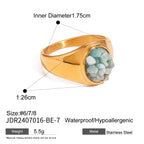 Stainless Steel Natural Stone Exaggerated Ring rings